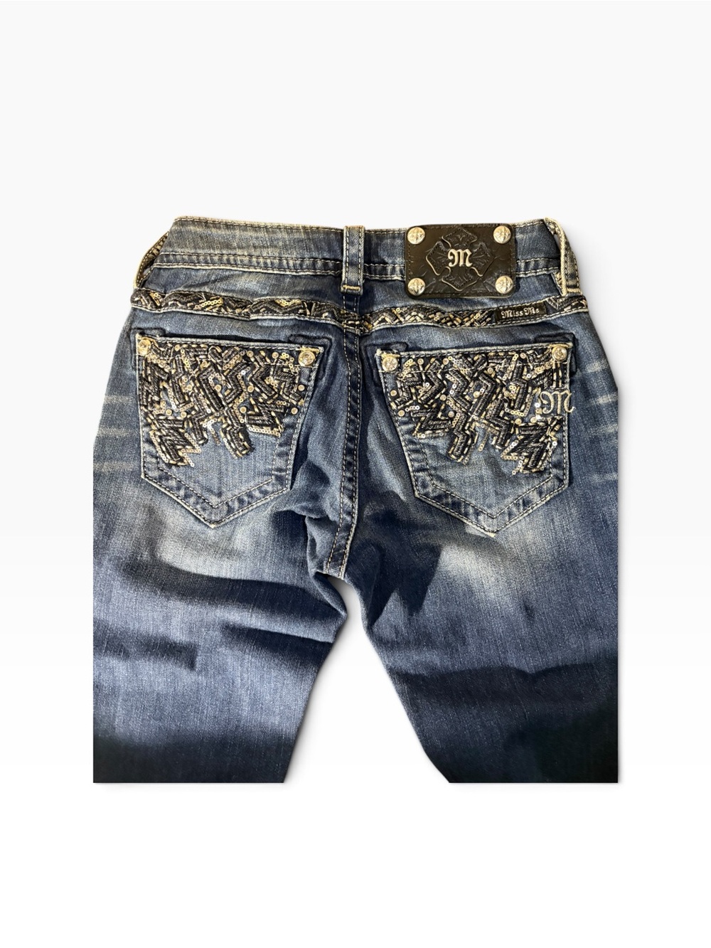 Miss Me Blue Embellished Back-Pocket Boot Cut Jeans